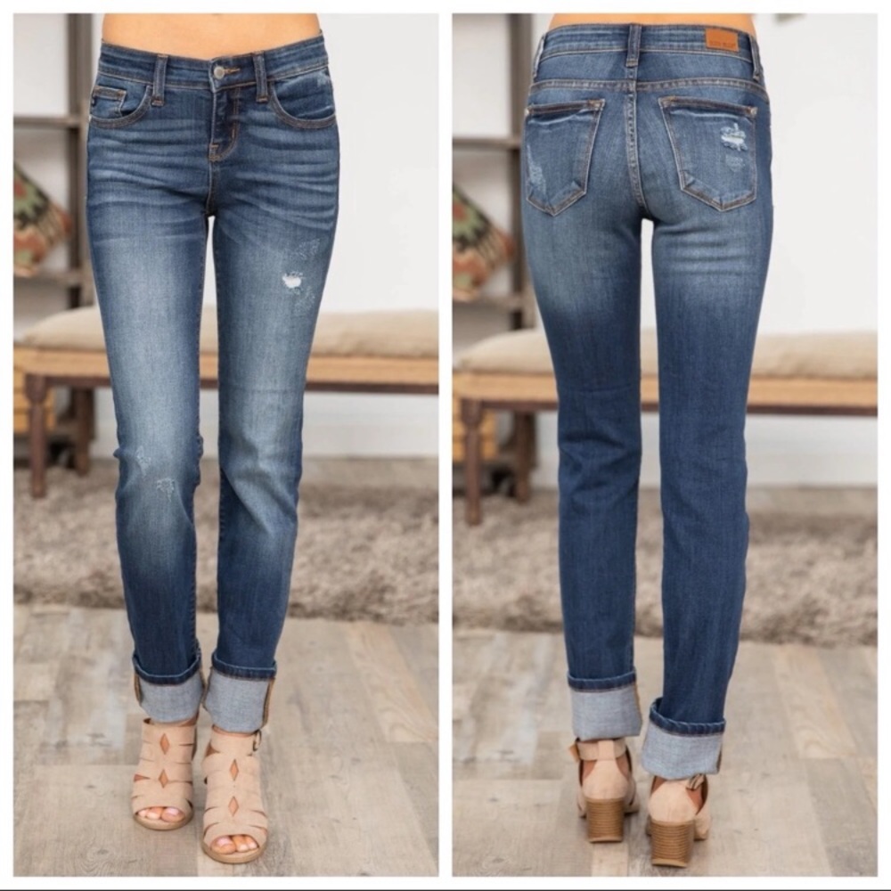 Judy Blue Straight Fit 11 Dark Wash High Rise Stretch 30x31 Rise 10”